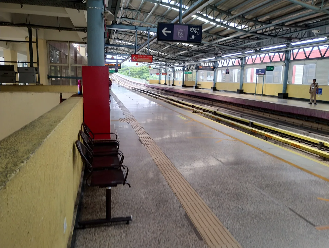 Platform at Attiguppe Metro Station in May 2024.
