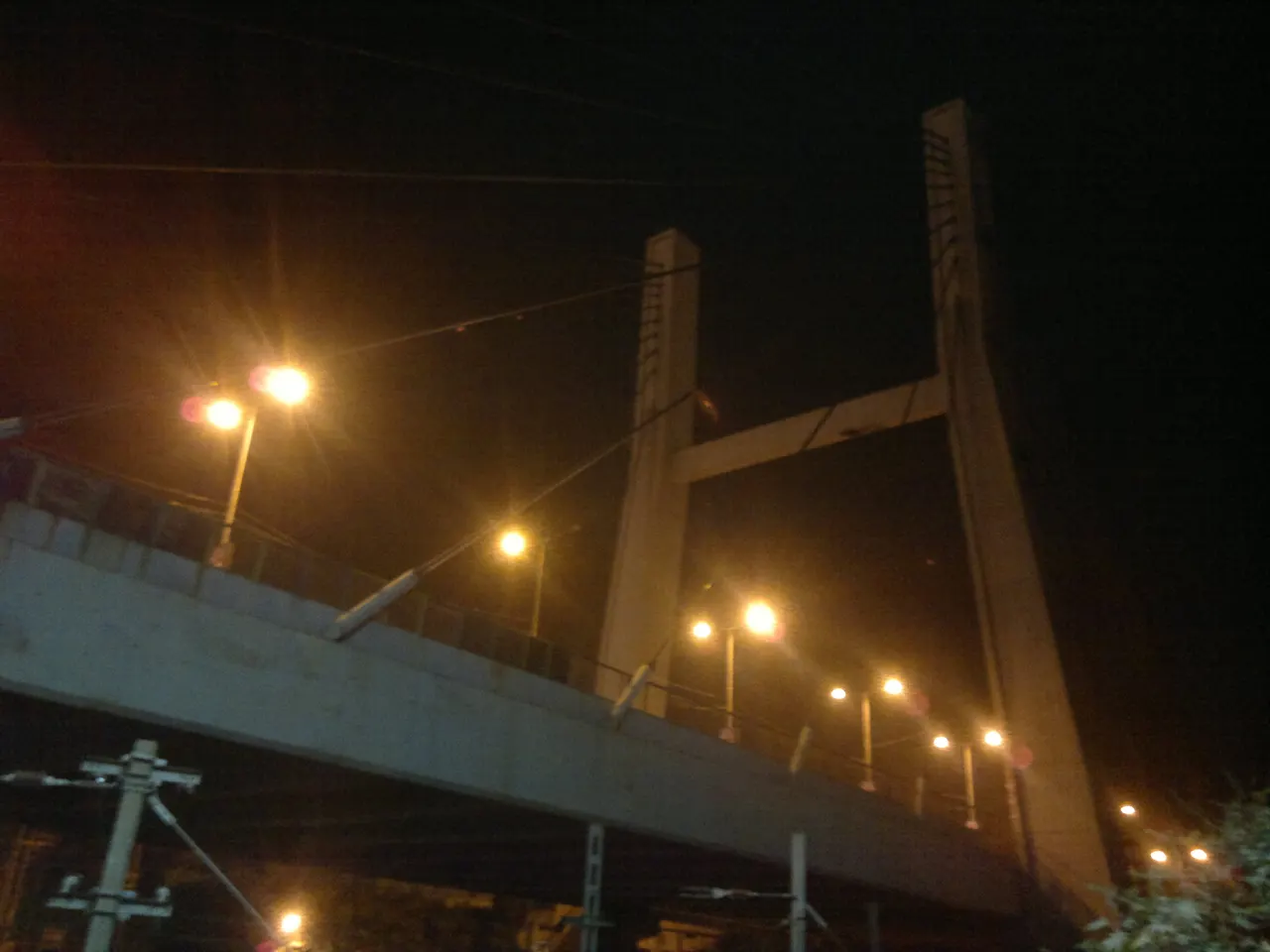 Hanging bridge at KR puram railway station.