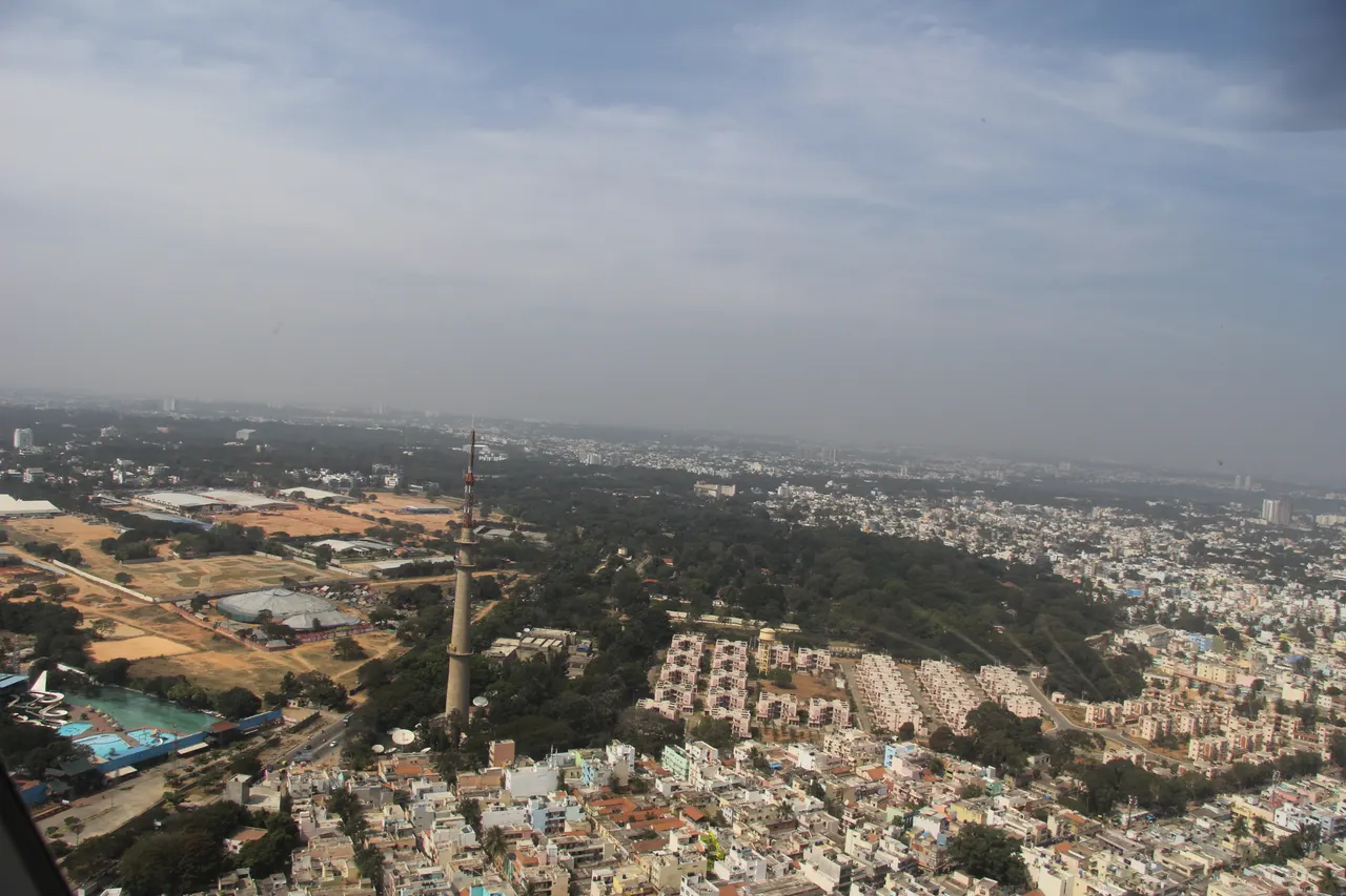 Aerial view of the TV Tower, RT Nagar and Palace Ground.